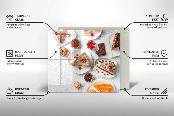 Skärbräda av glas Słodkości ciasta