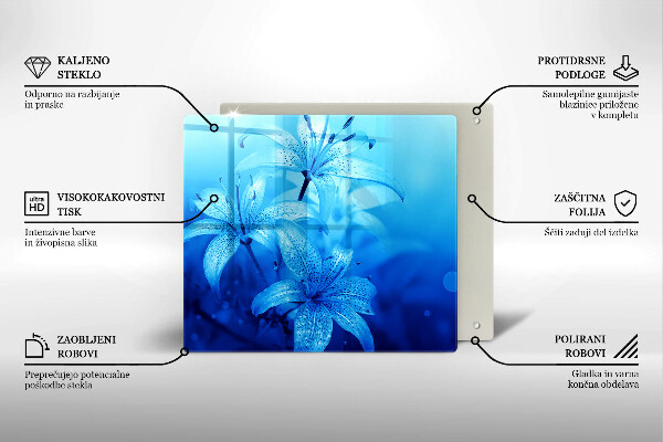 Skärbräda av glas Błękitne kwiaty