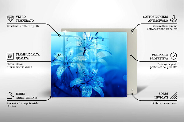 Skärbräda av glas Błękitne kwiaty