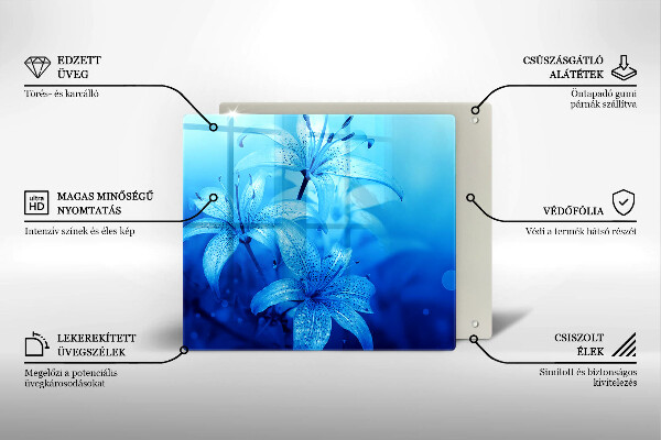 Skärbräda av glas Błękitne kwiaty