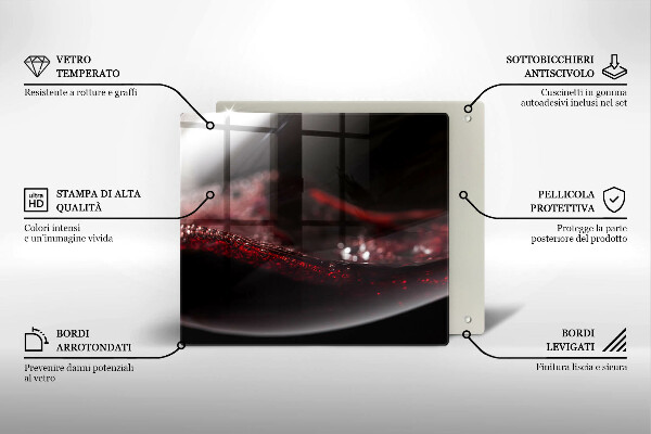 Skärbräda av glas Czerwone wino kieliszek
