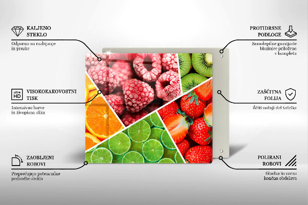 Skärbräda av glas Kolorowe owoce