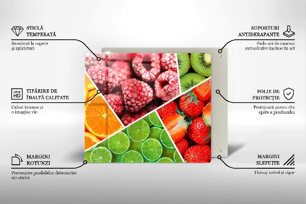 Skärbräda av glas Kolorowe owoce