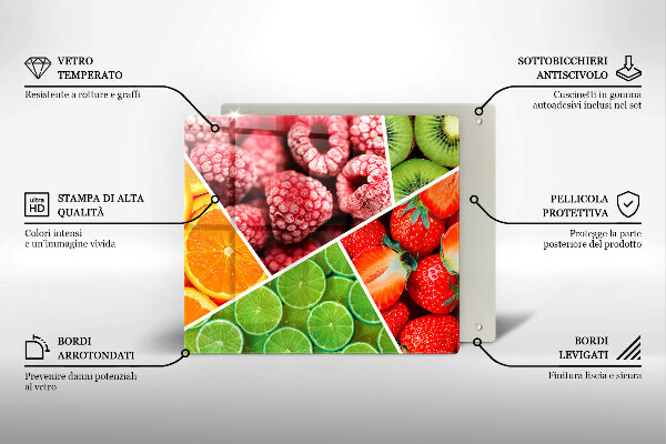 Skärbräda av glas Kolorowe owoce