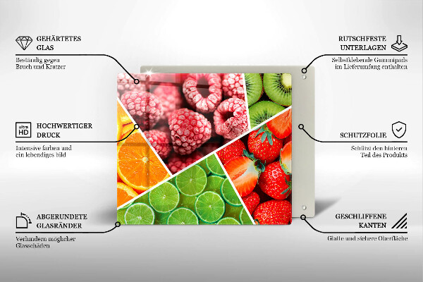 Skärbräda av glas Kolorowe owoce