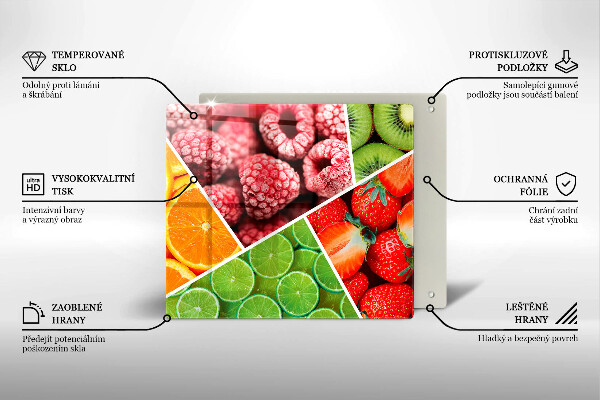 Skärbräda av glas Kolorowe owoce