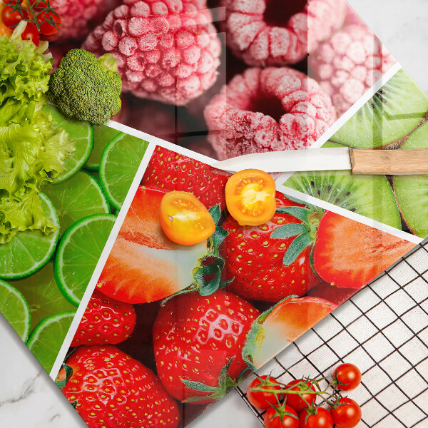 Skärbräda av glas Kolorowe owoce