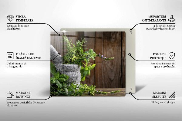 Skärbräda av glas Zielone zioła