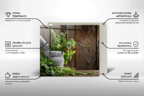 Skärbräda av glas Zielone zioła