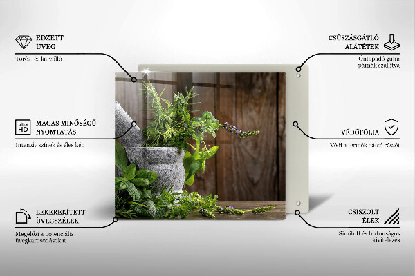 Skärbräda av glas Zielone zioła