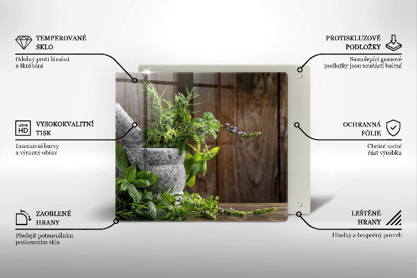 Skärbräda av glas Zielone zioła