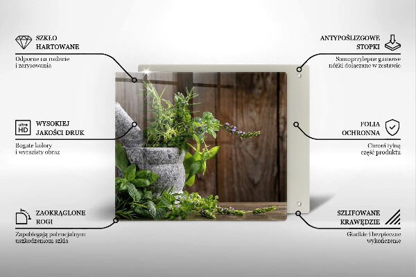 Skärbräda av glas Zielone zioła