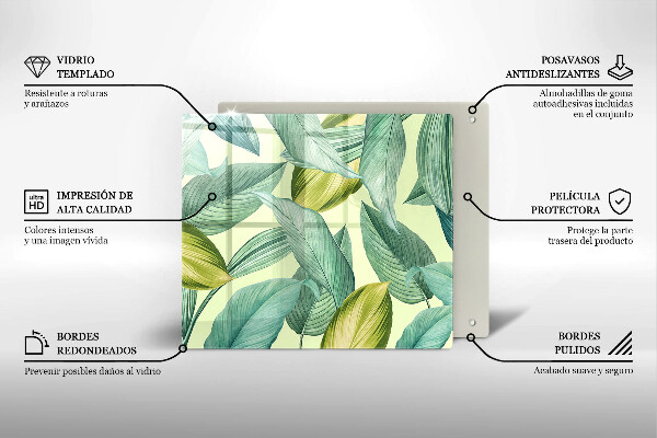 Skärbräda av glas Zielone tropikalne liście