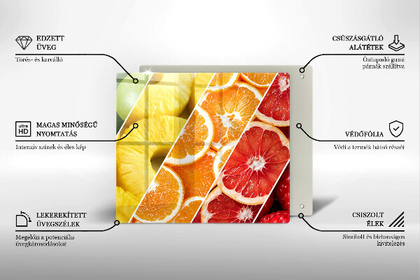 Skärbräda av glas Kolorowe owoce