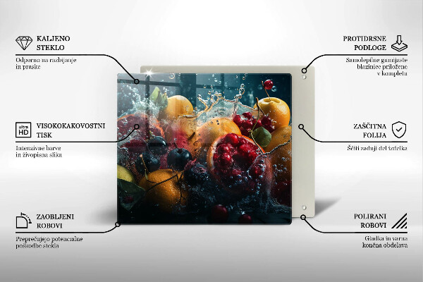 Skärbräda av glas Owoce w wodzie