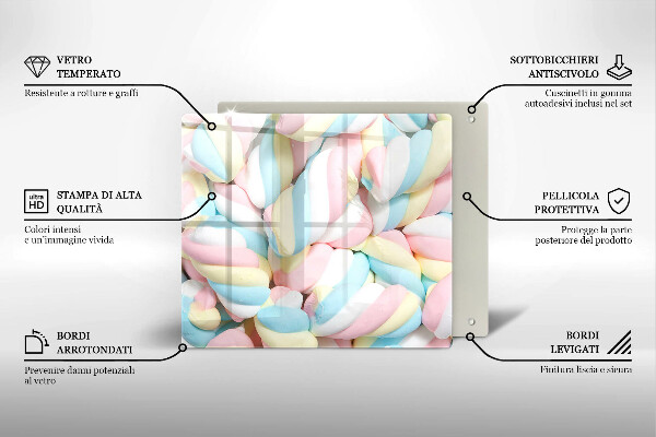 Skärbräda av glas Kolorowe pianki