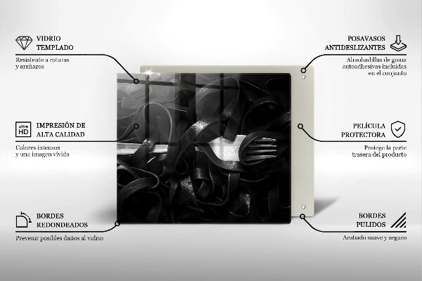 Skärbräda av glas Czarny makaron Tagliatelle