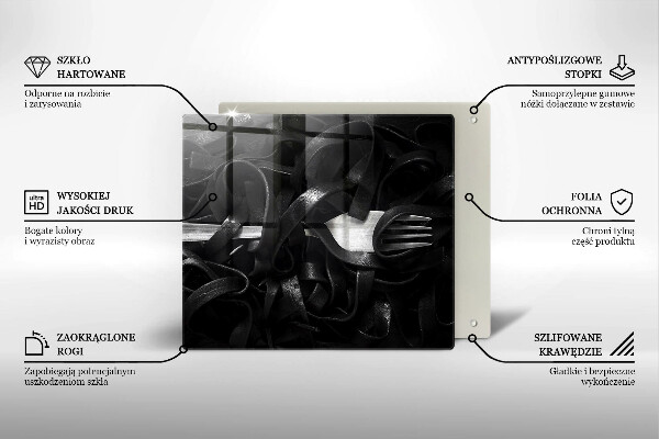 Skärbräda av glas Czarny makaron Tagliatelle