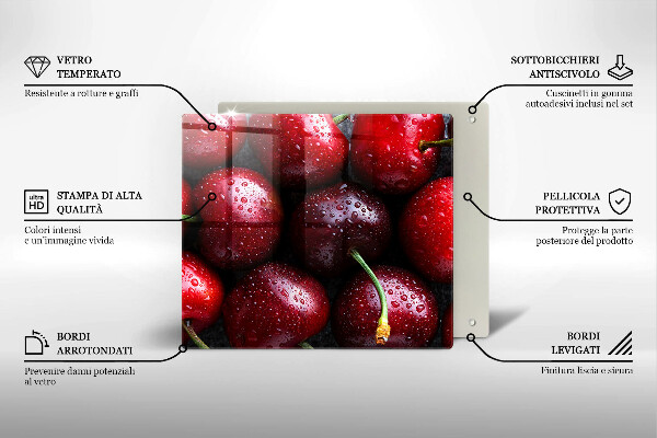 Skärbräda av glas Zbliżenie na wiśnie