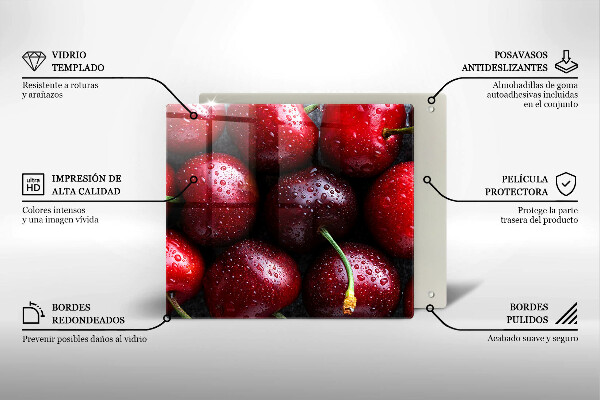 Skärbräda av glas Zbliżenie na wiśnie