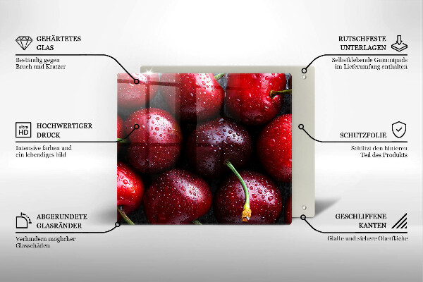 Skärbräda av glas Zbliżenie na wiśnie
