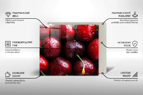 Skärbräda av glas Zbliżenie na wiśnie