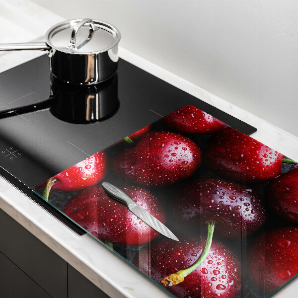 Skärbräda av glas Zbliżenie na wiśnie