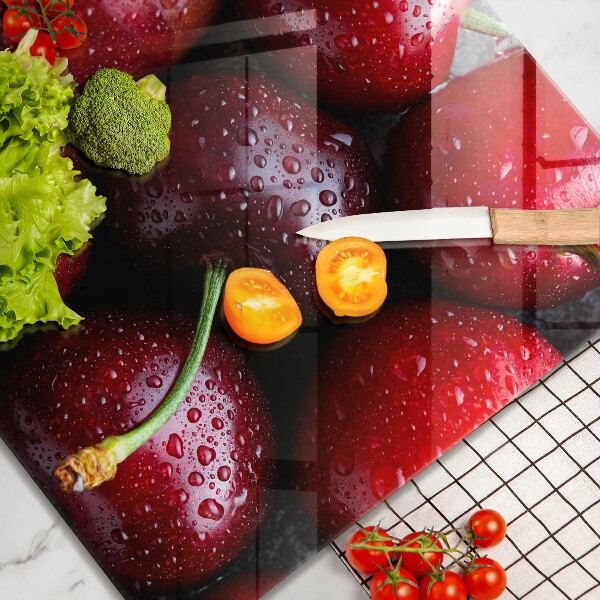 Skärbräda av glas Zbliżenie na wiśnie