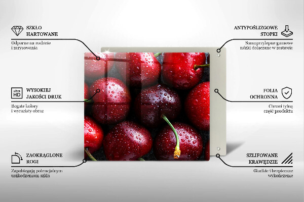 Skärbräda av glas Zbliżenie na wiśnie