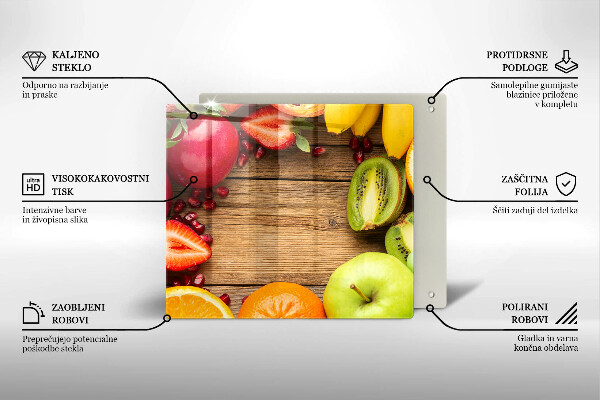 Skärbräda av glas Świeże owoce