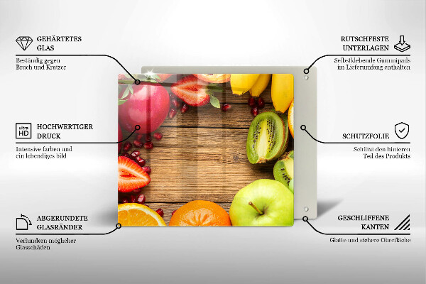 Skärbräda av glas Świeże owoce