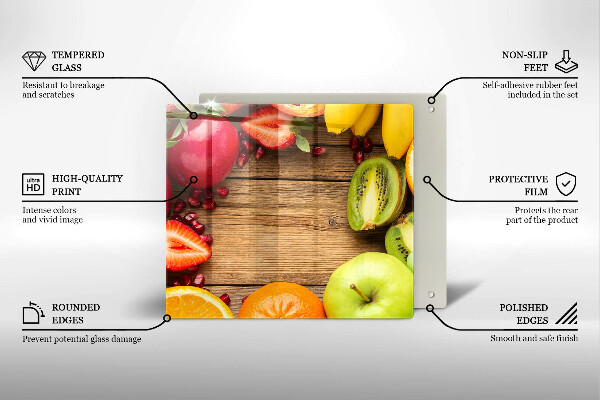 Skärbräda av glas Świeże owoce