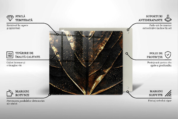 Skärbräda av glas Złoty liść