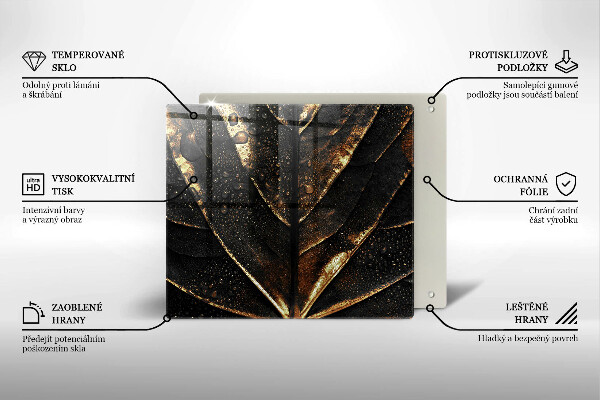 Skärbräda av glas Złoty liść