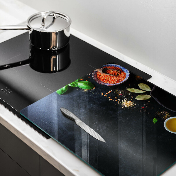 Skärbräda av glas Miseczki z przyprawami