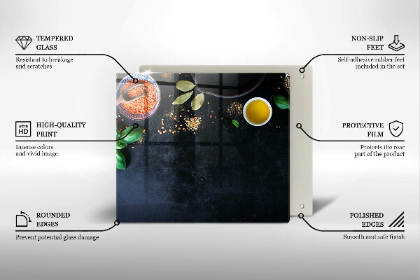 Skärbräda av glas Miseczki z przyprawami
