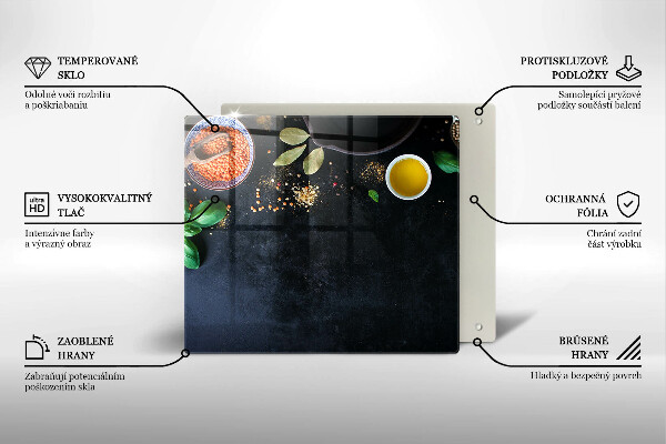 Skärbräda av glas Miseczki z przyprawami