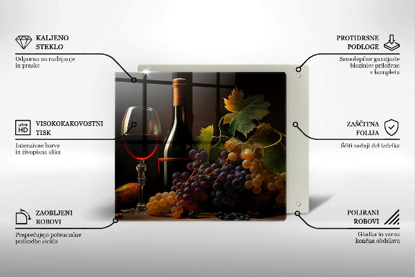 Skärbräda av glas Kieliszek wina i winogrona