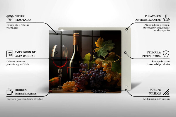 Skärbräda av glas Kieliszek wina i winogrona