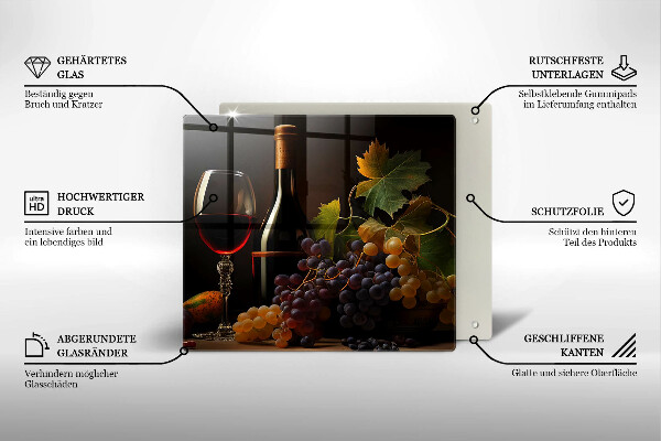 Skärbräda av glas Kieliszek wina i winogrona