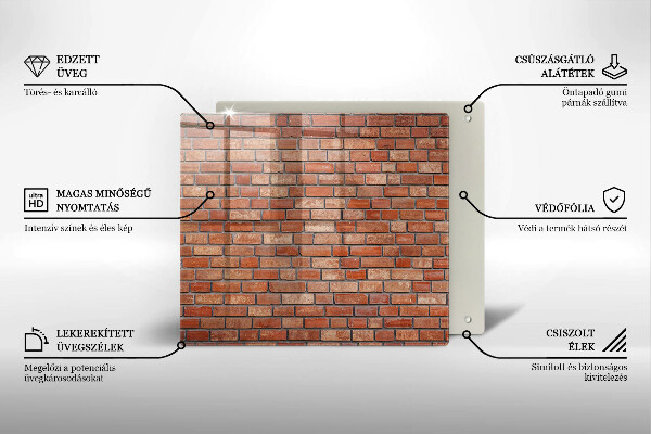 Skärbräda av glas Tegelvägg