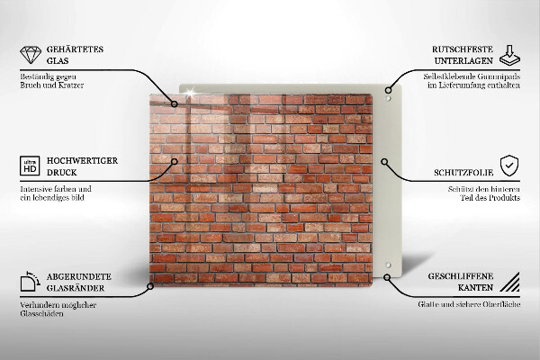 Skärbräda av glas Tegelvägg