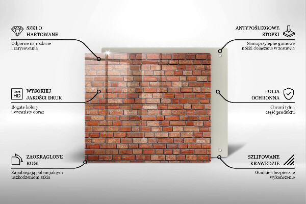 Skärbräda av glas Tegelvägg