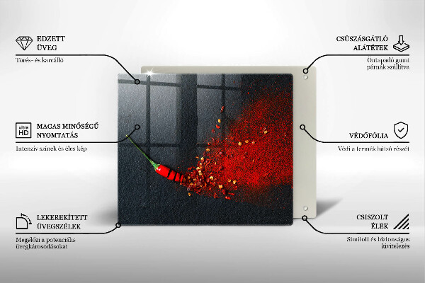 Skärbräda av glas Chilipeppar