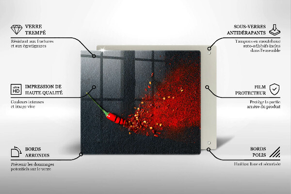 Skärbräda av glas Chilipeppar