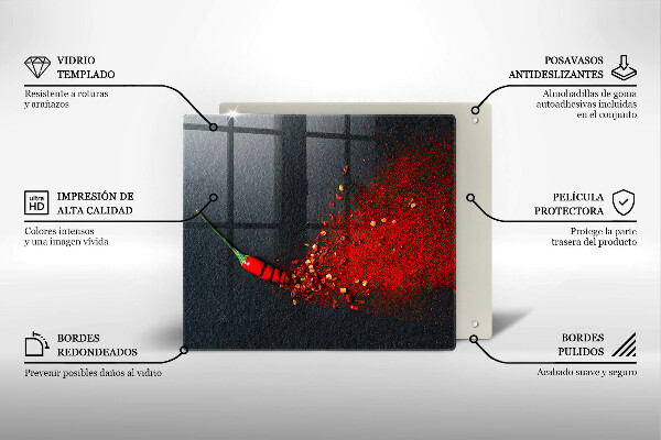 Skärbräda av glas Chilipeppar