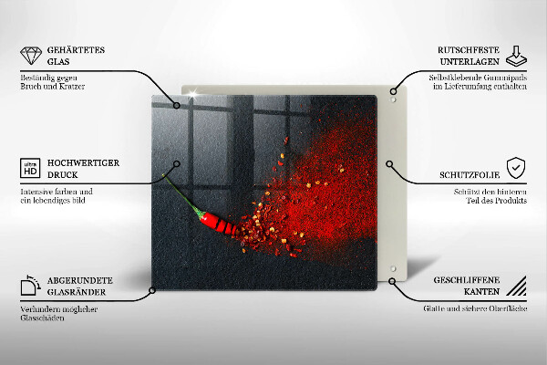 Skärbräda av glas Chilipeppar