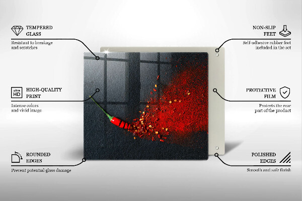 Skärbräda av glas Chilipeppar