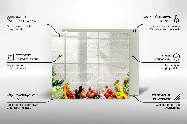 Skärbräda av glas Grönsaker på brädor