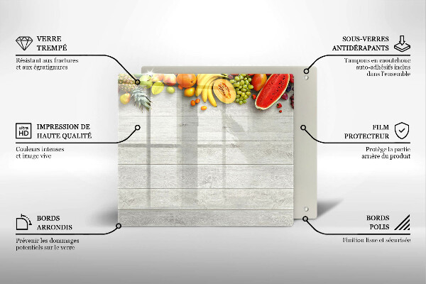 Skärbräda av glas Frukt på brädor